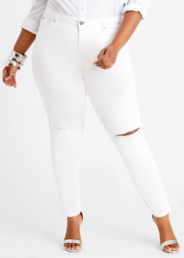 White Rip Knee Stretch High Waist Skinny Jean Size: 30 (5XL)