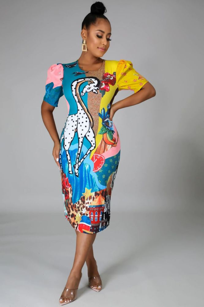 Wild Fantasies Multi Print Dress #B76878 Size: M