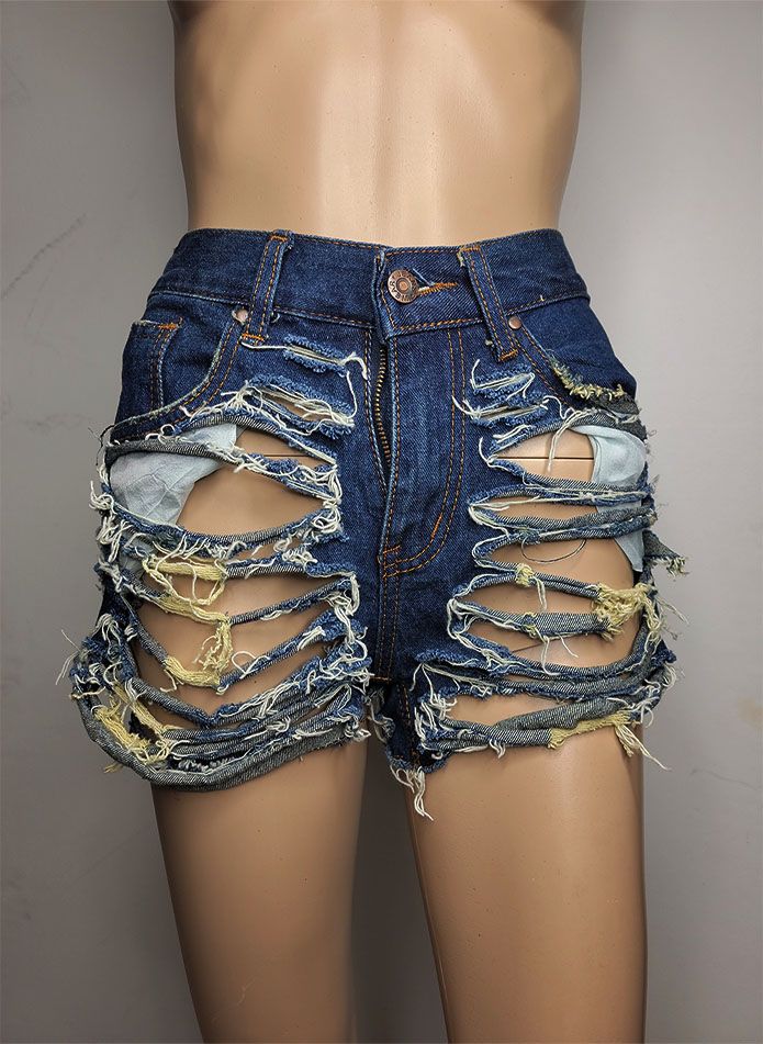 Sexy Extreme Rip Up Denim Shorts Size: SM