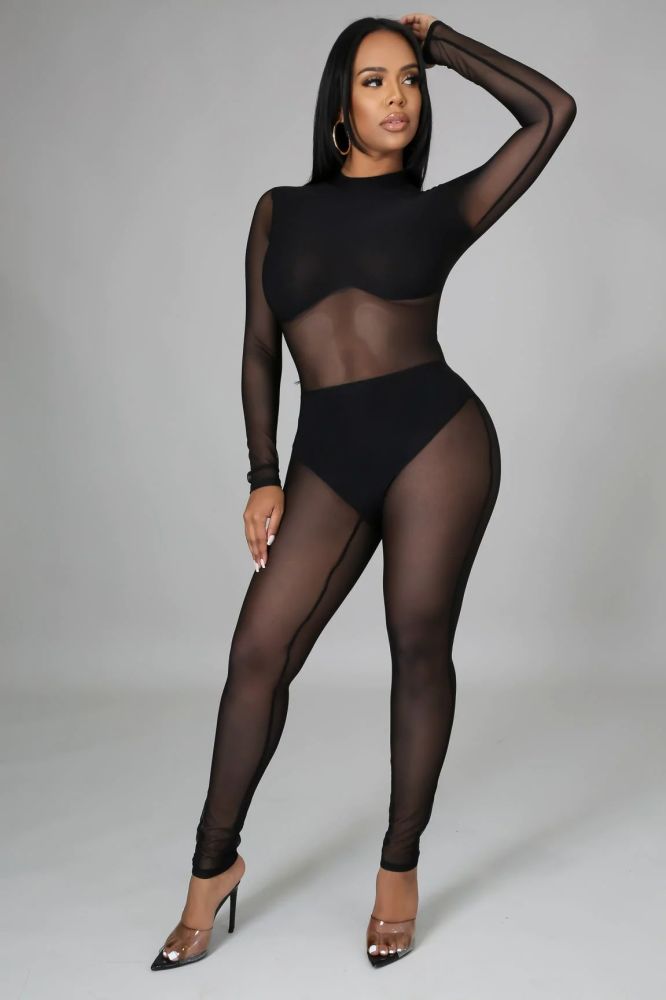 Size: L On My Mesh Sexy Behavior Black Jumpsuit SKU: OMMSB-BJL
