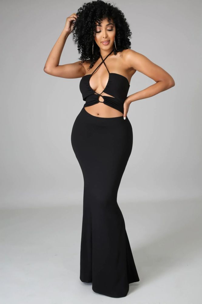 Black Night Dress #C0099 Size: L