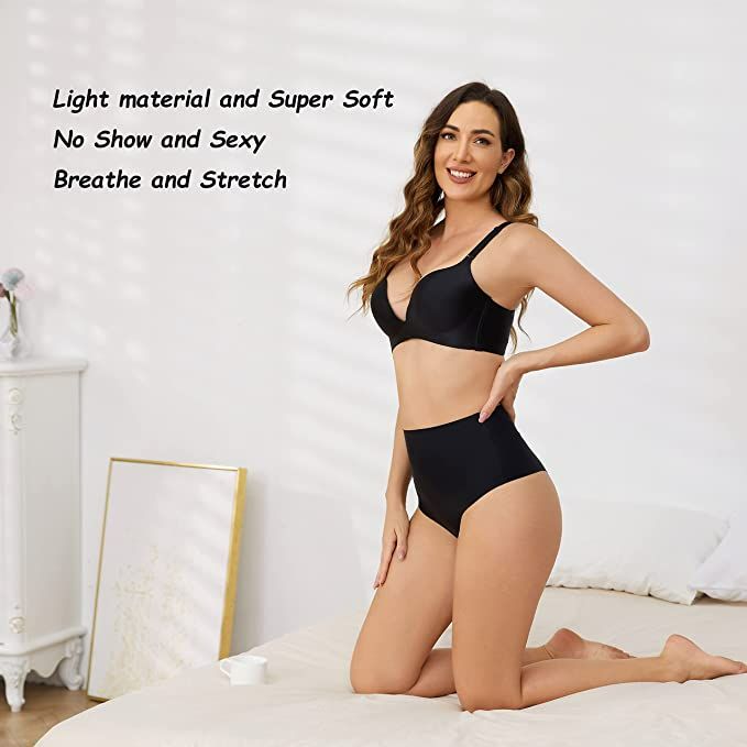 Shapewear Black High Waisted Seamless Invisible Thong Body Shaper Underwear Size: S
