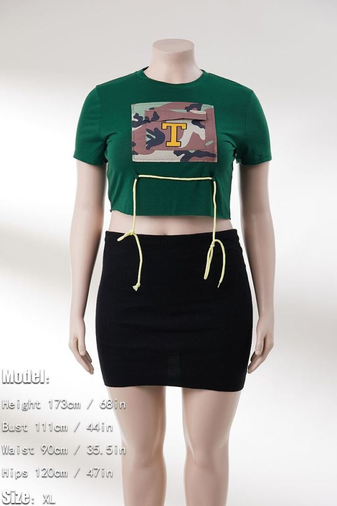 Camo Print Casual T-Shirt Size: L