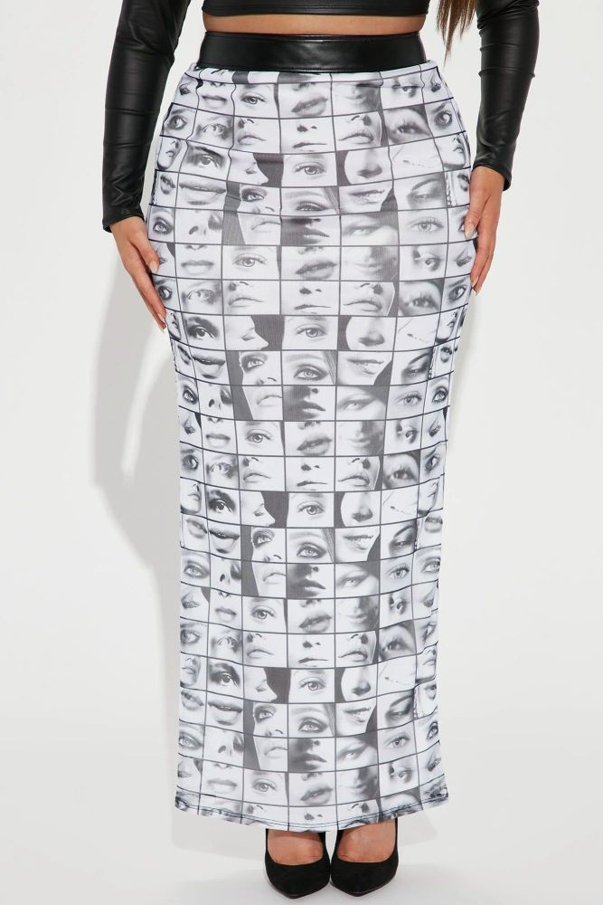 Faux Leather High Rise Printed Skirt Size: 2XL