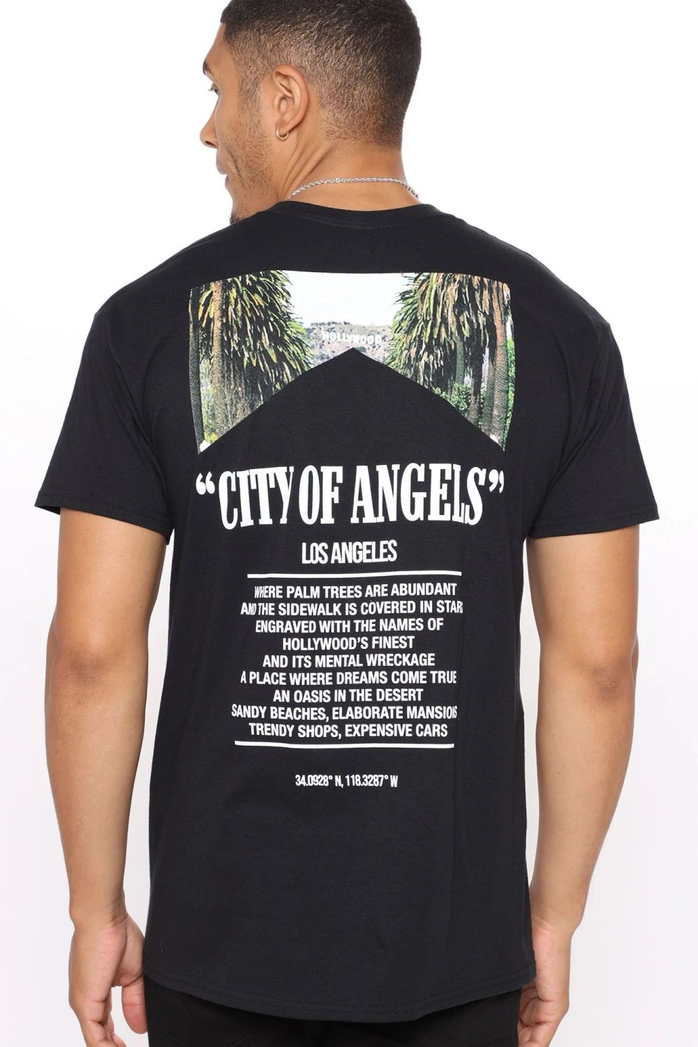 City Of Angels Crew Neck Short Sleeve Black T-Shirt Size: L