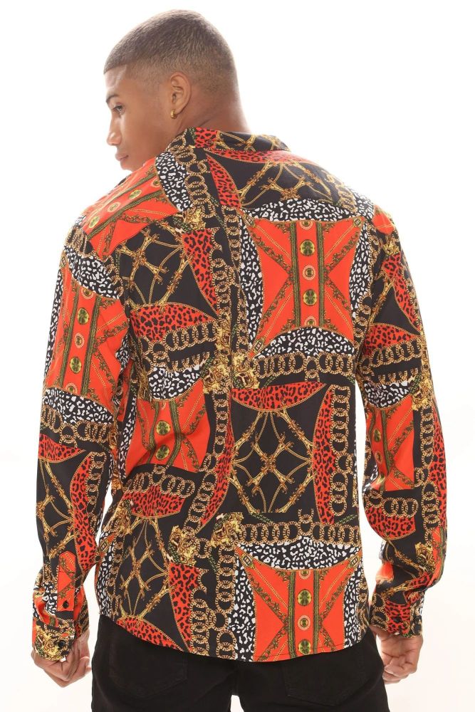 No Limit Long Sleeve Printed Woven Shirt Size: M