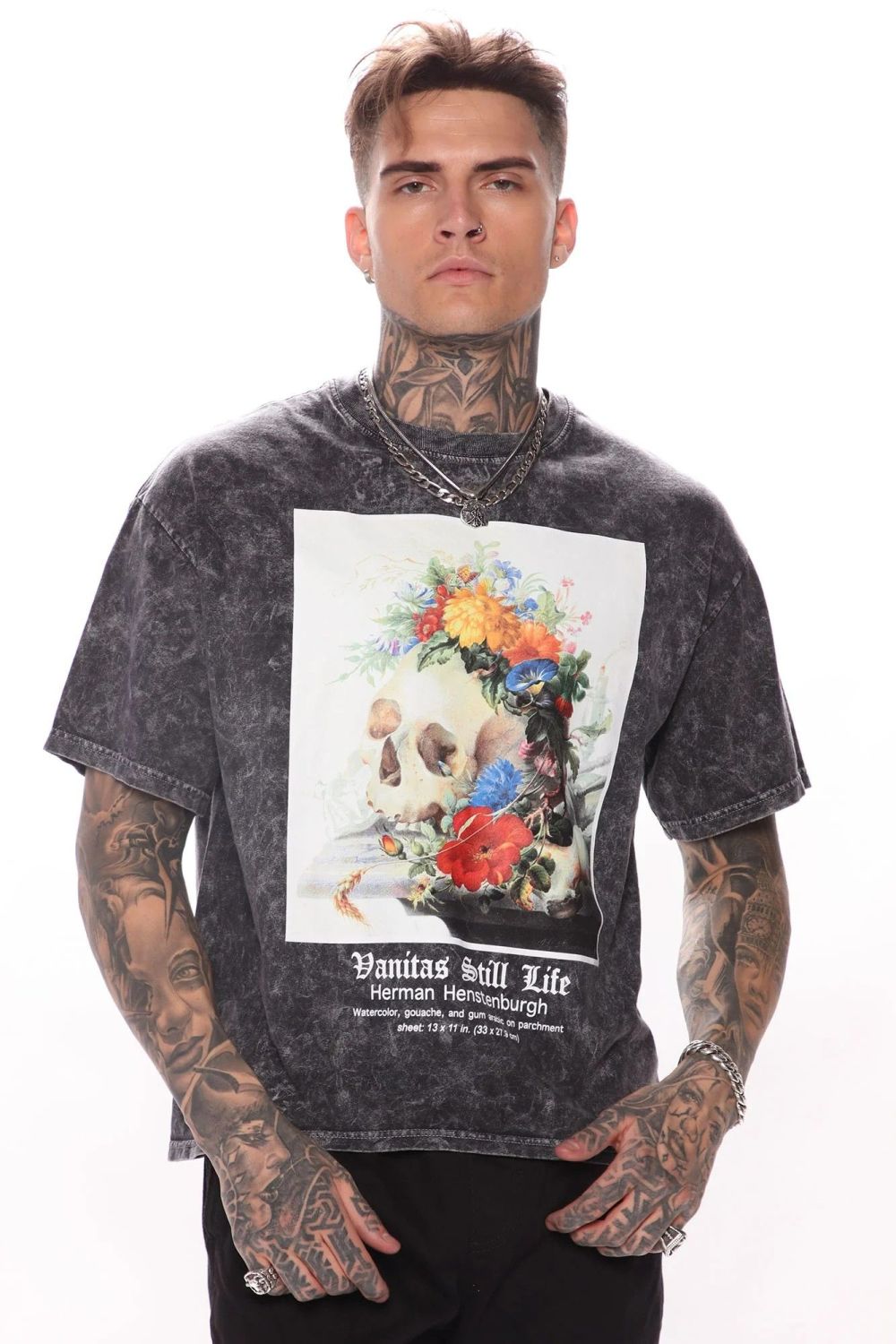 Black Crew Neck Short Sleeve Printed T-Shirt Size: S