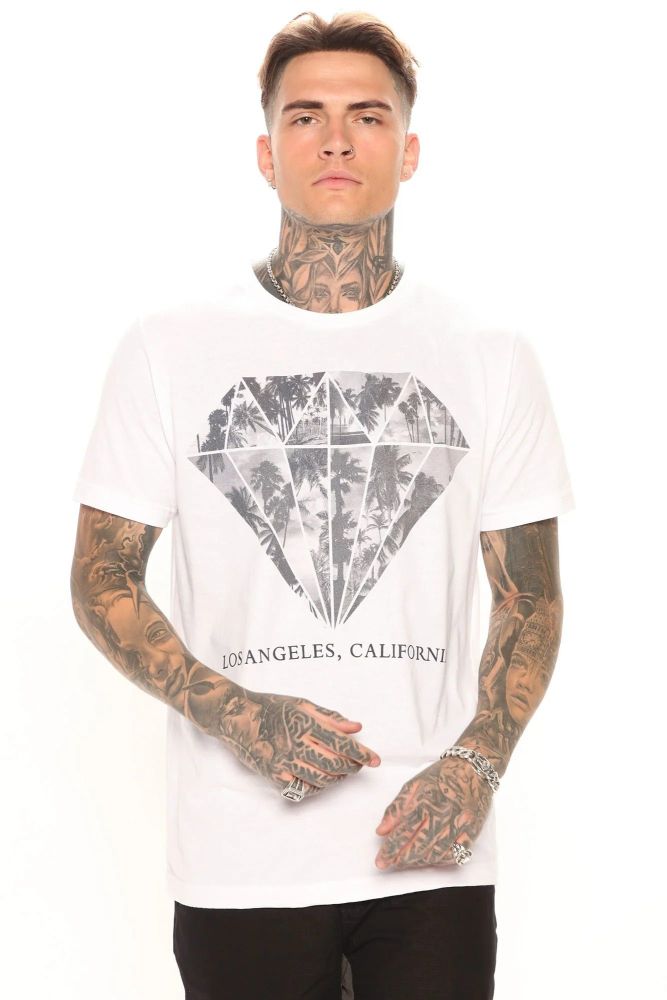 L.A Diamond Short Sleeve White T'-Shirt Size: M