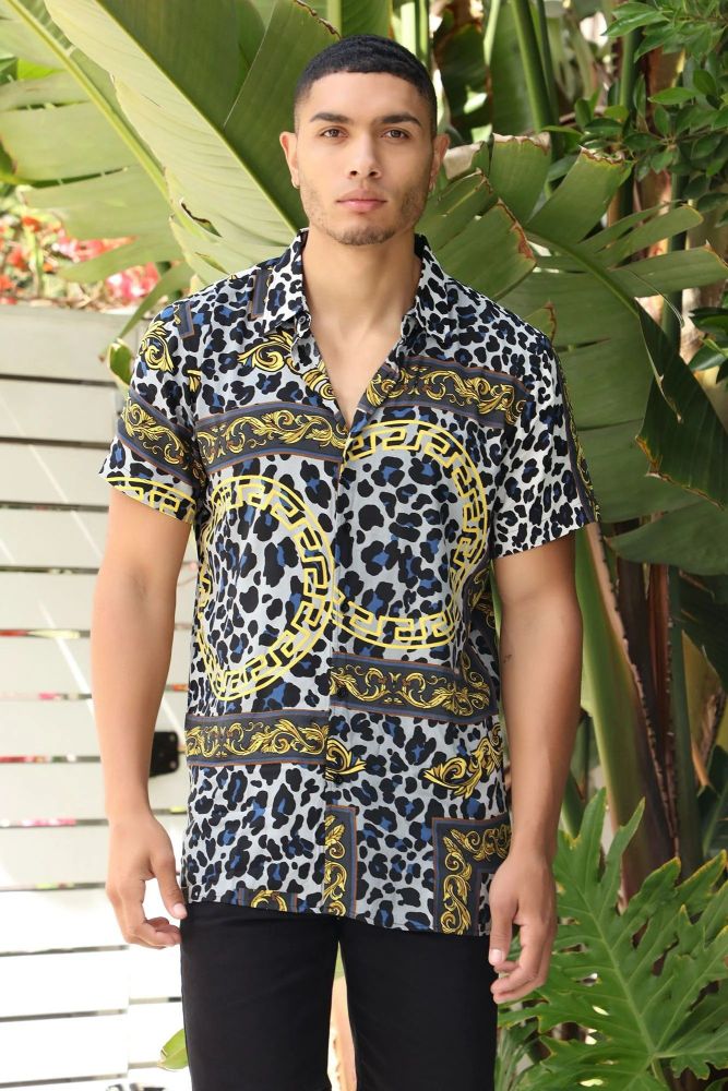 Miami Gardens Short Sleeve Woven Multi Color Shirt: 2XL