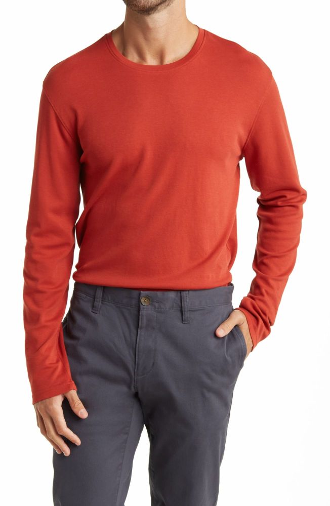 Solid Long Sleeve Stretch Rust Henley
