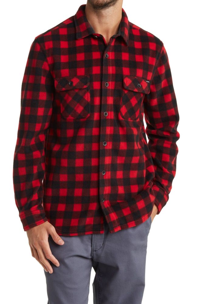 Red Buffalo Plaid Microfleece Button-Up Shirt Size: L