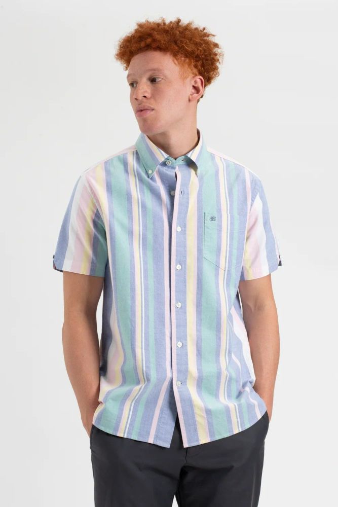 Ben Sherman Short Sleeve Brighton Oxford Organic Stripe Shirt Size: 3XL