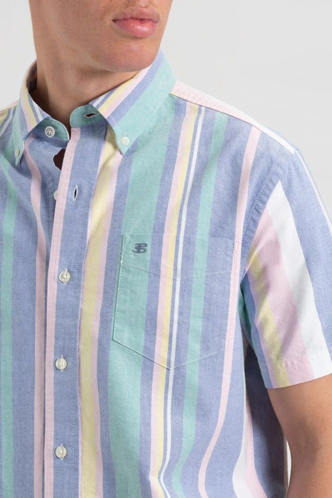 Ben Sherman Short Sleeve Brighton Oxford Organic Stripe Shirt Size: 3XL