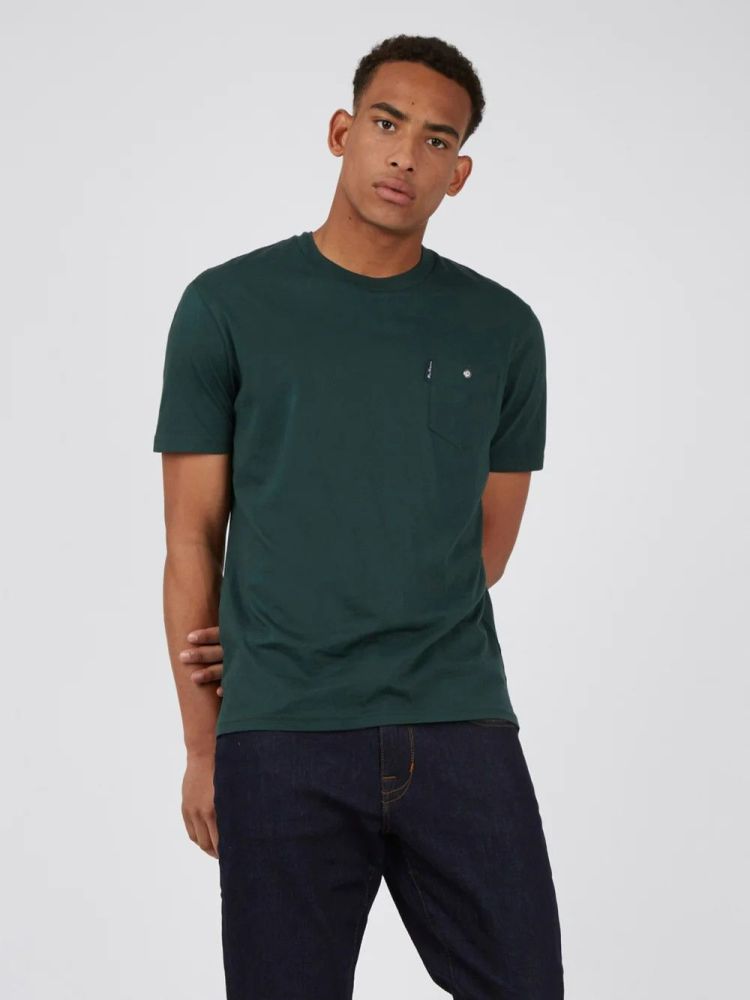Ben Sherman Dark Green Organic Cotton Signature Pocket T-Shirt Size: XS