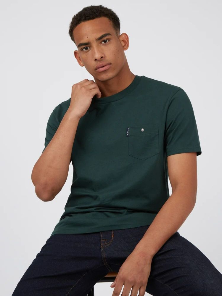 Ben Sherman Dark Green Organic Cotton Signature Pocket T-Shirt Size: XS