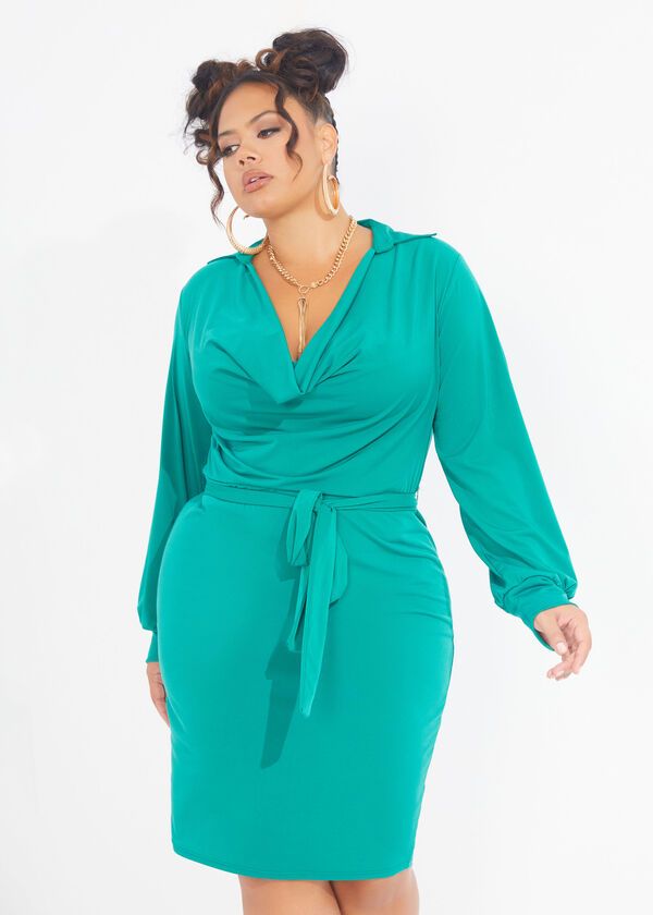 #DI809 Grass Green Bodycon Stretch Dress Size: 1XL