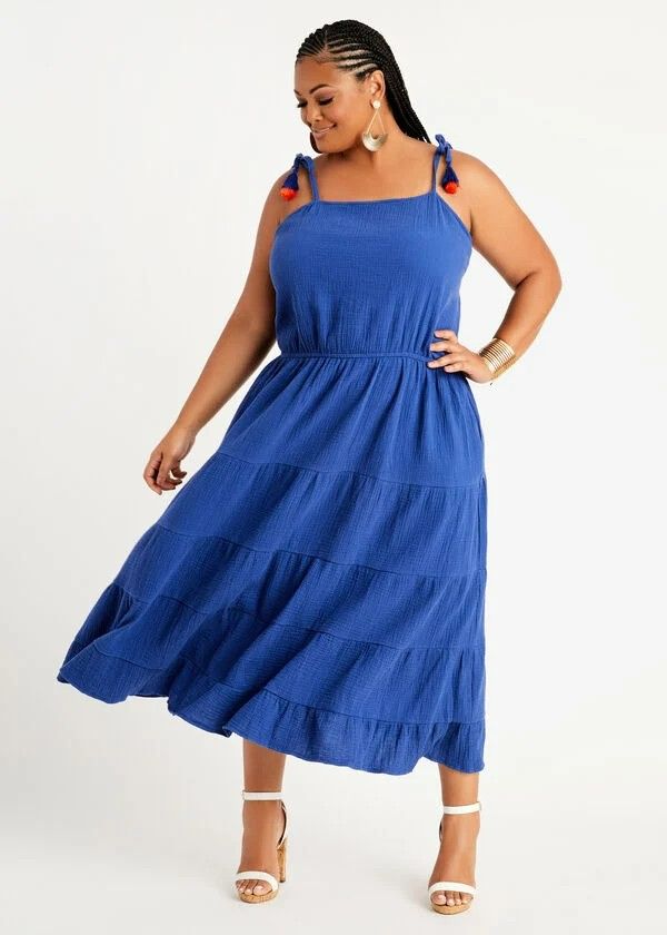 Tassel Blue Maxi Dress Size: 26/28