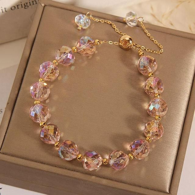 Pink 1-Row Crystal Fashion Bracelet