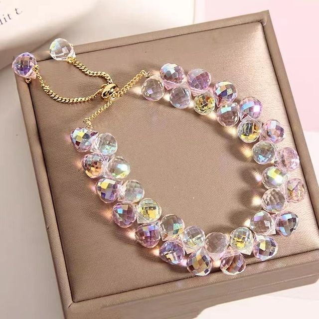 Pink 2-Row Crystal Fashion Bracelet