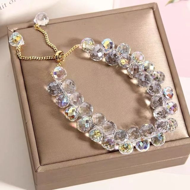 White 2-Row Crystal Fashion Bracelet