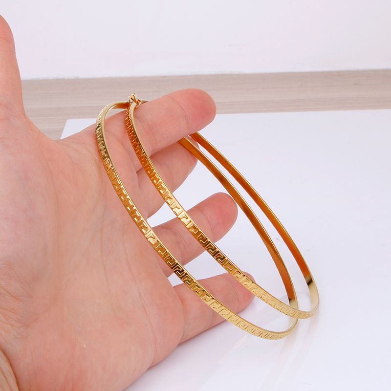 100MM Gold Color Stainless Steel Hoop #E8YPD