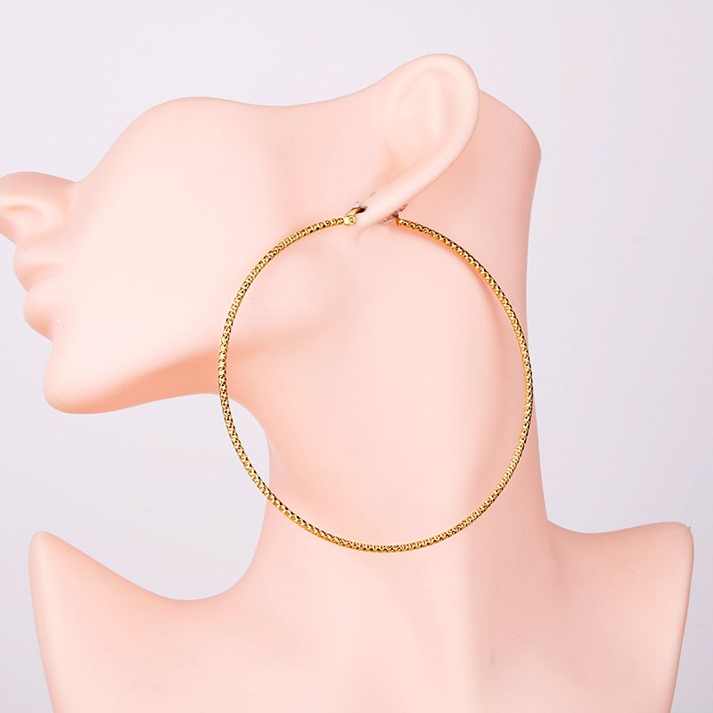 85MM Gold Color Stainless Steel Hoop Earrings #E8991