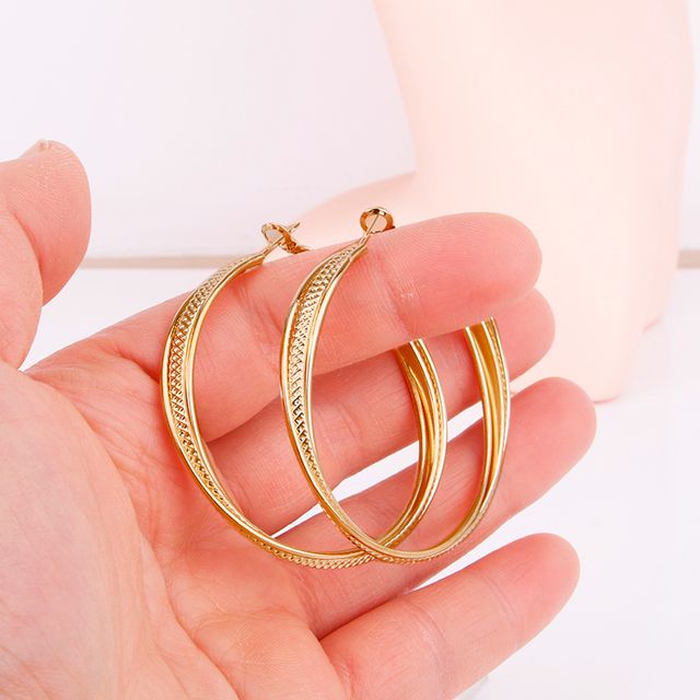 50MM Gold Color Stainless Steel Hoop Earrings #E8977