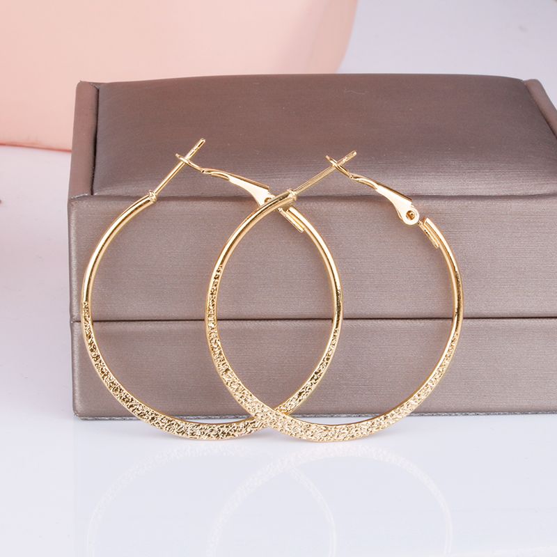50MM Gold Color Stainless Steel Hoop Earrings #E8955