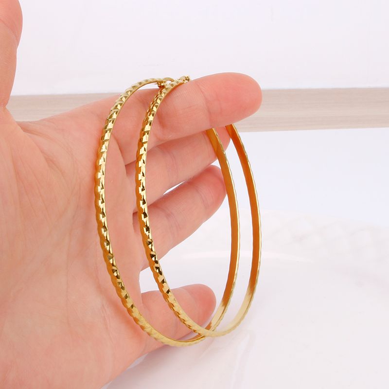 80MM Gold Color Stainless Steel Hoop Earrings #E8900