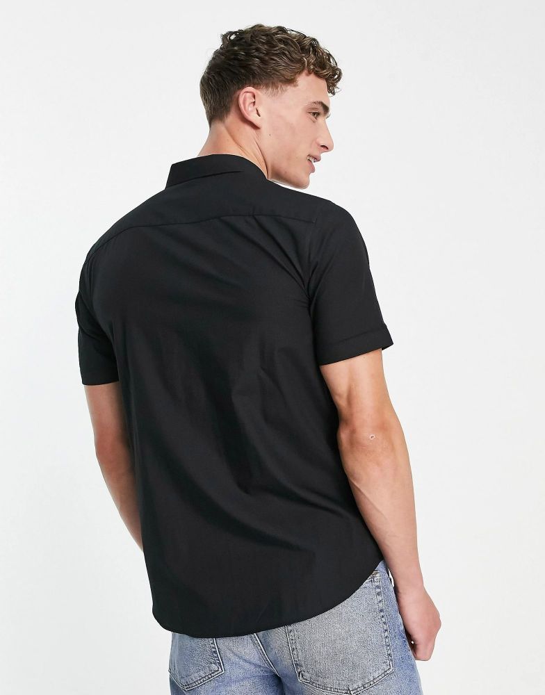 Black Short Sleeve Poplin Shirt