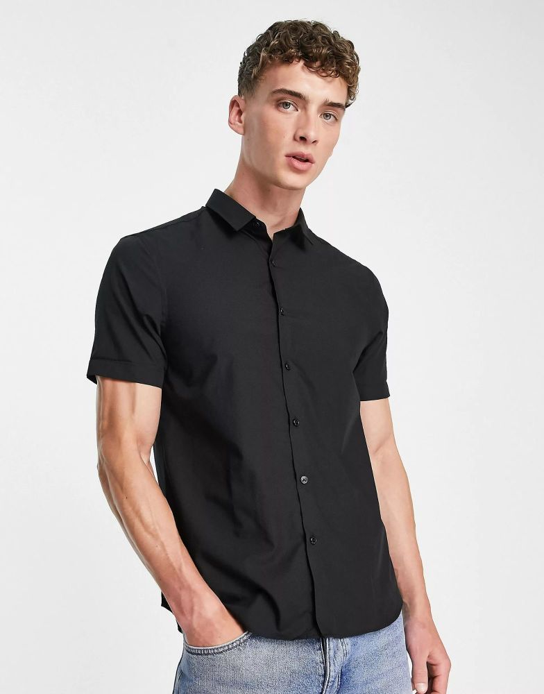 Black Short Sleeve Poplin Shirt