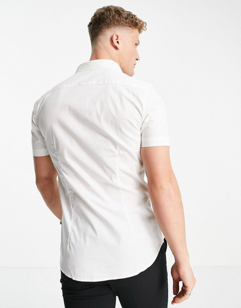 White Short Sleeve Muscle Fit Shirt Size: L