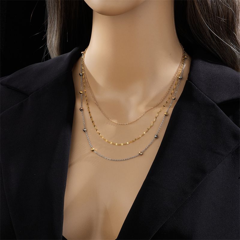 Stainless Steel Vintage Multilayer 3 Layer Chain Necklace