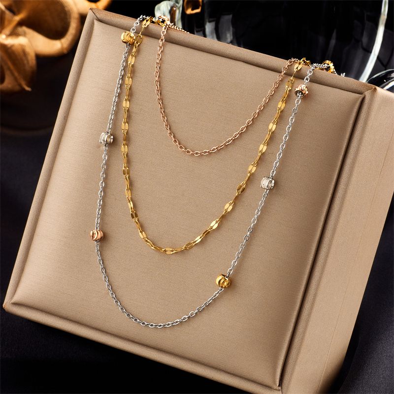Stainless Steel Vintage Multilayer 3 Layer Chain Necklace