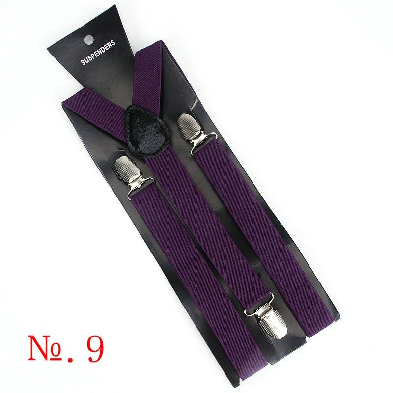 Unisex Purple Elastic Leather Trim Adjustable Suspender #9