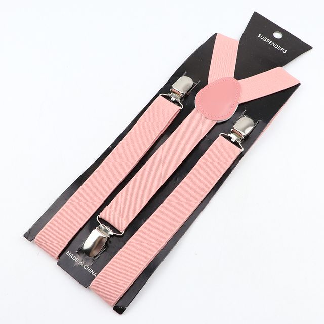 Unisex Baby Pink Elastic Leather Trim Adjustable Suspender #38
