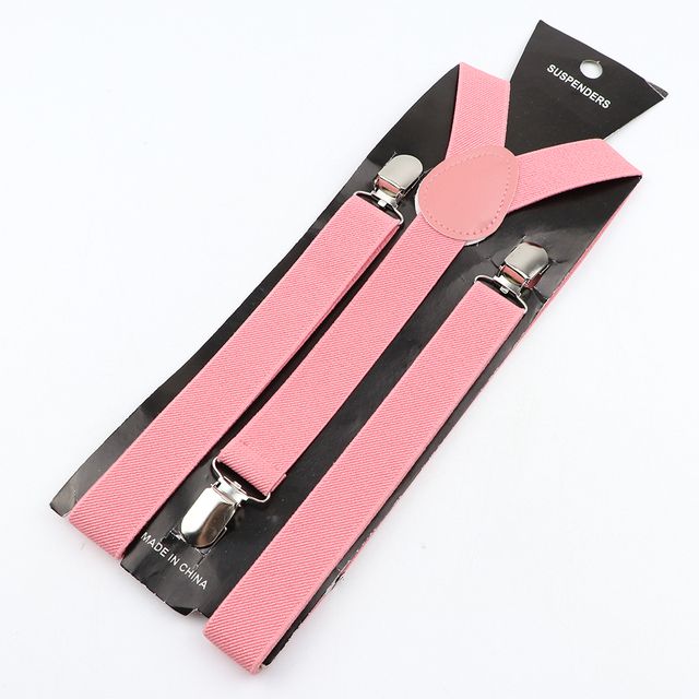 Unisex Blush Elastic Leather Trim Adjustable Suspender