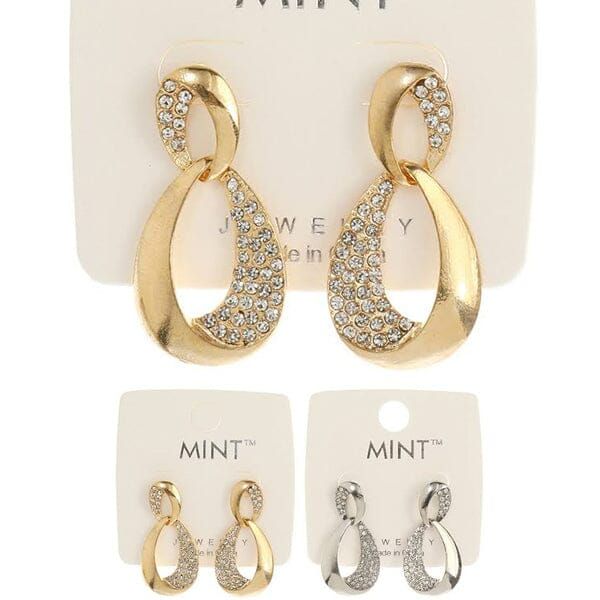 Fashion Rhinestone Trim Drop Earrings