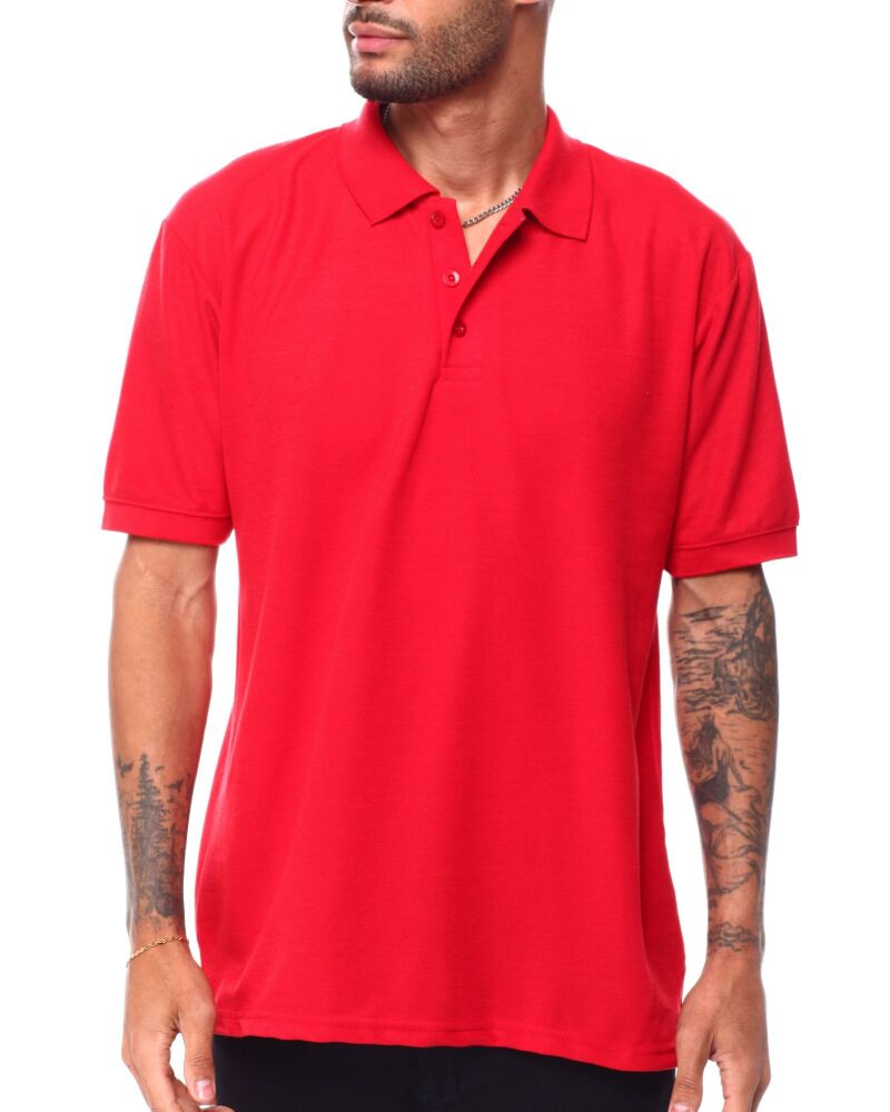 Red Solid Polo Size: