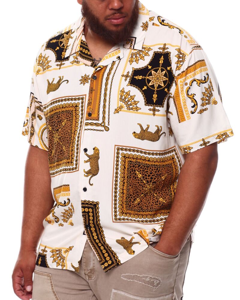 Lion Filigree Short Sleeve Shirt (B&T) Size: 3X-Large