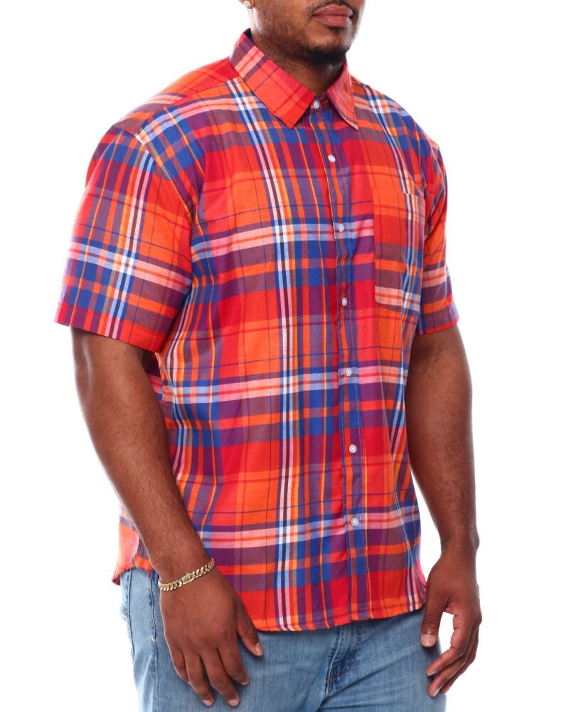 Plaid Short Sleeves Woven Button-Down Shirt (B&T) Size: 2XL