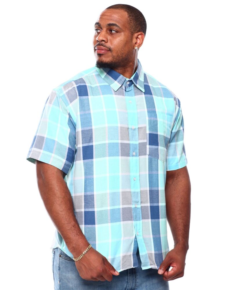Plaid Short Sleeves Button-Down Woven Shirt (B&T) Size: 3XL