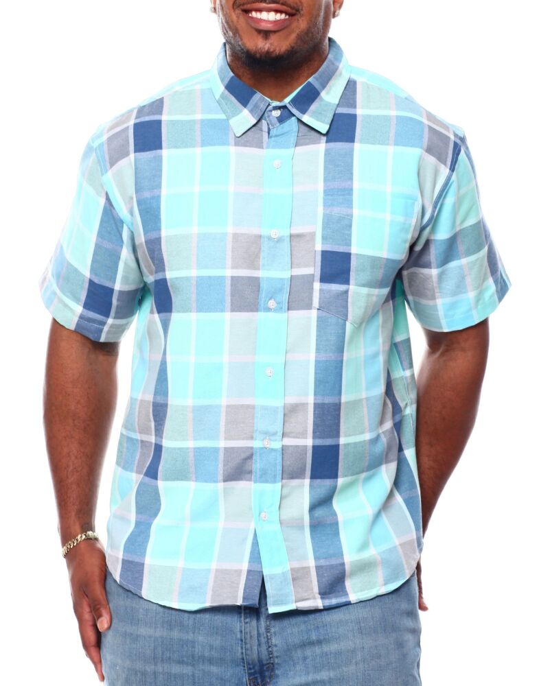 Plaid Short Sleeves Button-Down Woven Shirt (B&T) Size: 3XL