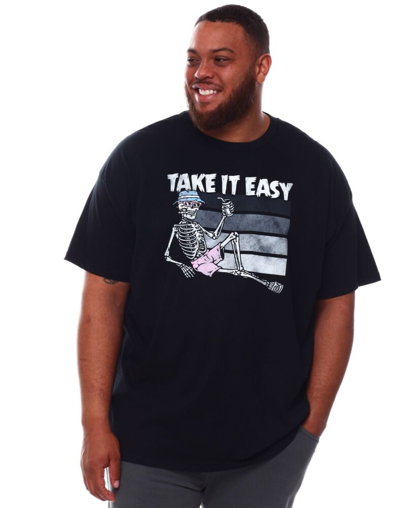 Take It Easy Skeleton Graphic Print T-Shirt (B&T) Size: 3XL