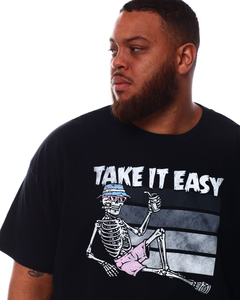 Take It Easy Skeleton Graphic Print T-Shirt (B&T) Size: 3XL
