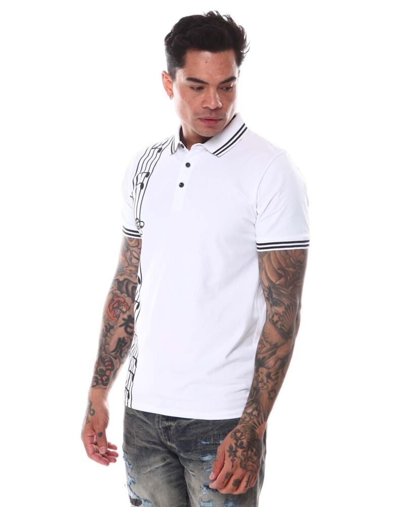 Musical Notes White Polo Size: S