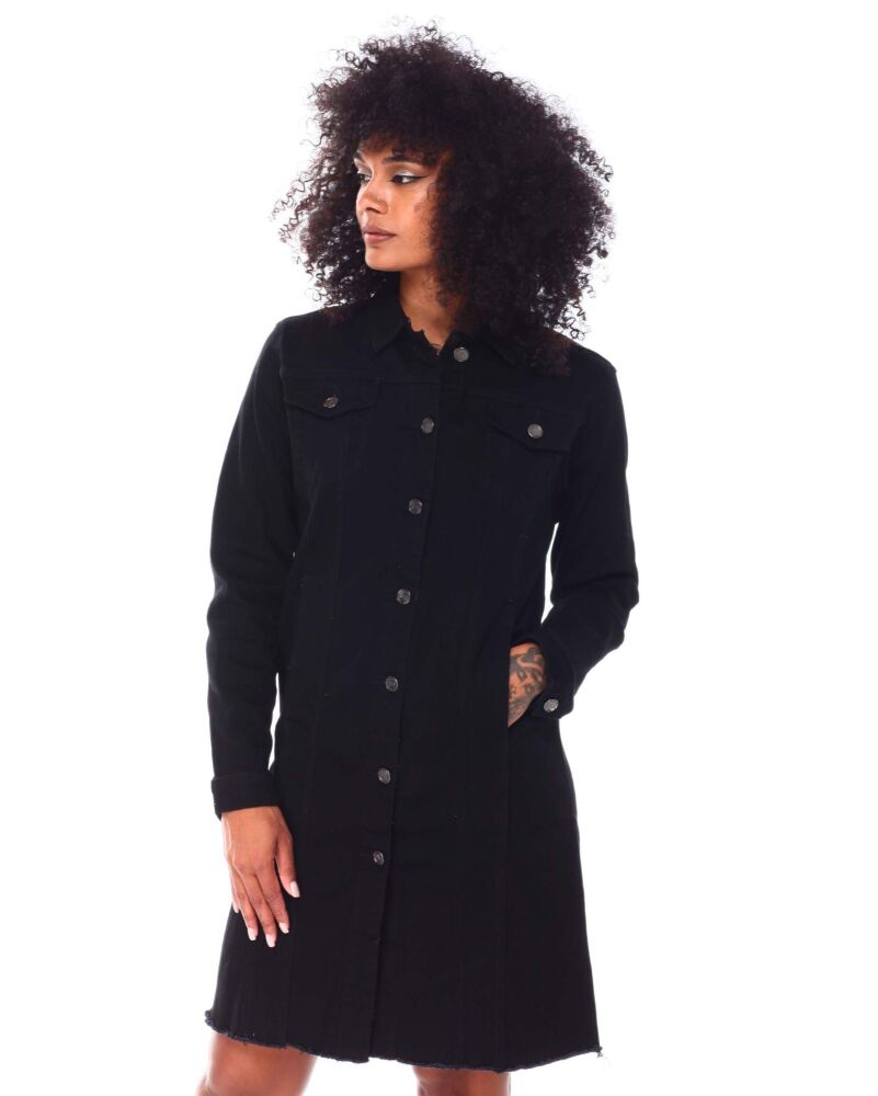 Size: 1XL Black Long Sleeve Denim Shirt Dress SKU: BLS-DSD-D1XL