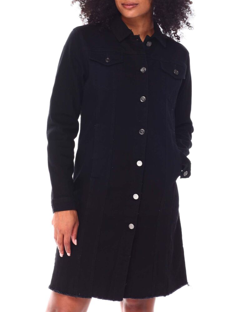 Size: 1XL Black Long Sleeve Denim Shirt Dress SKU: BLS-DSD-D1XL