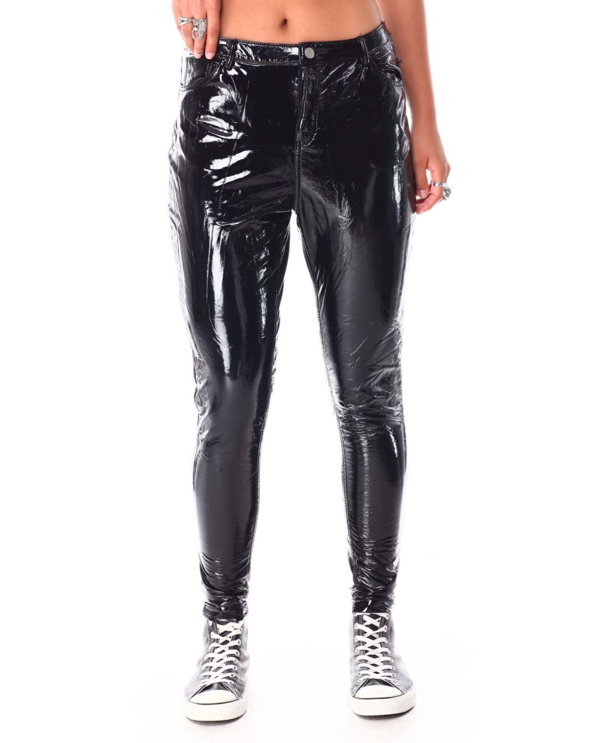 Pu Zip Pants Black