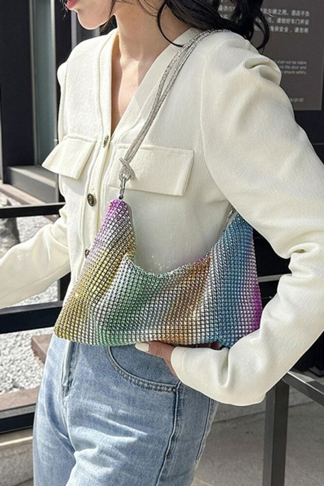 4 Colors Rhinestone Decor Shoulder Bag